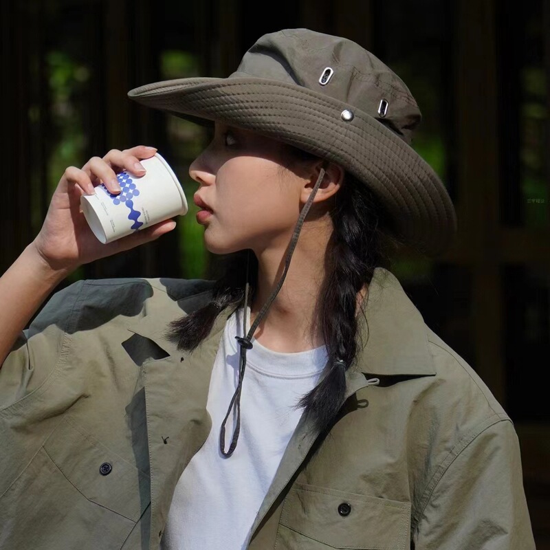 Fisherman hat outdoor waterproof men's and women's hiking sun-proof mountaineering Western big head circumference sun-proof women's men's hat cowboy hat