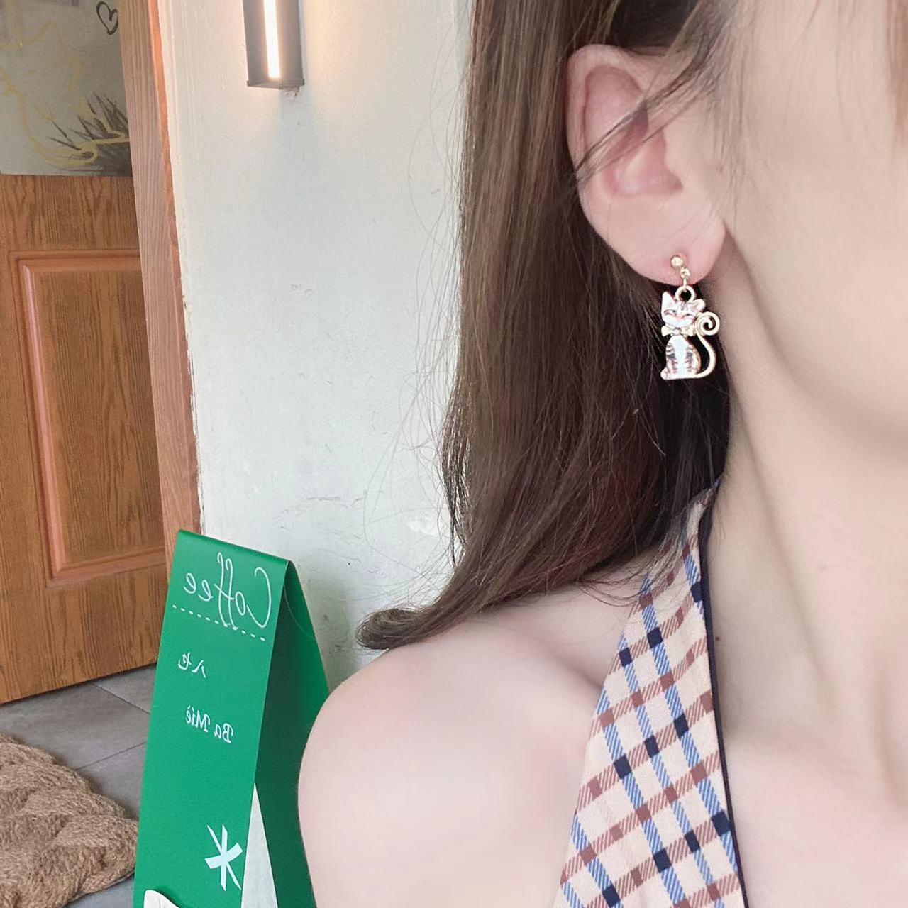 Cat Pattern Fashion Cat Alloy Women's Drop Earrings 1 Pair