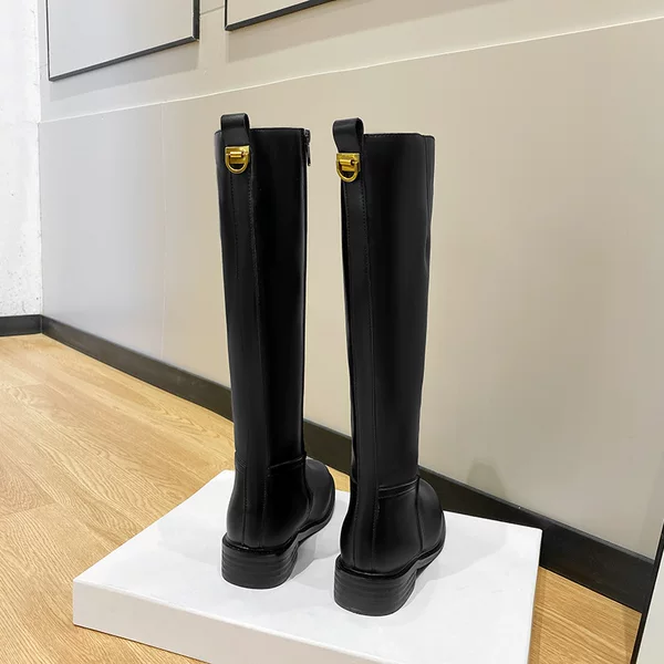 Women's Riding Boots 2026 New Autumn and Winter Style with Side Zipper, High Boots That Make You Look Slimmer, Flat Thick Heel, Knee-High Boots for Women