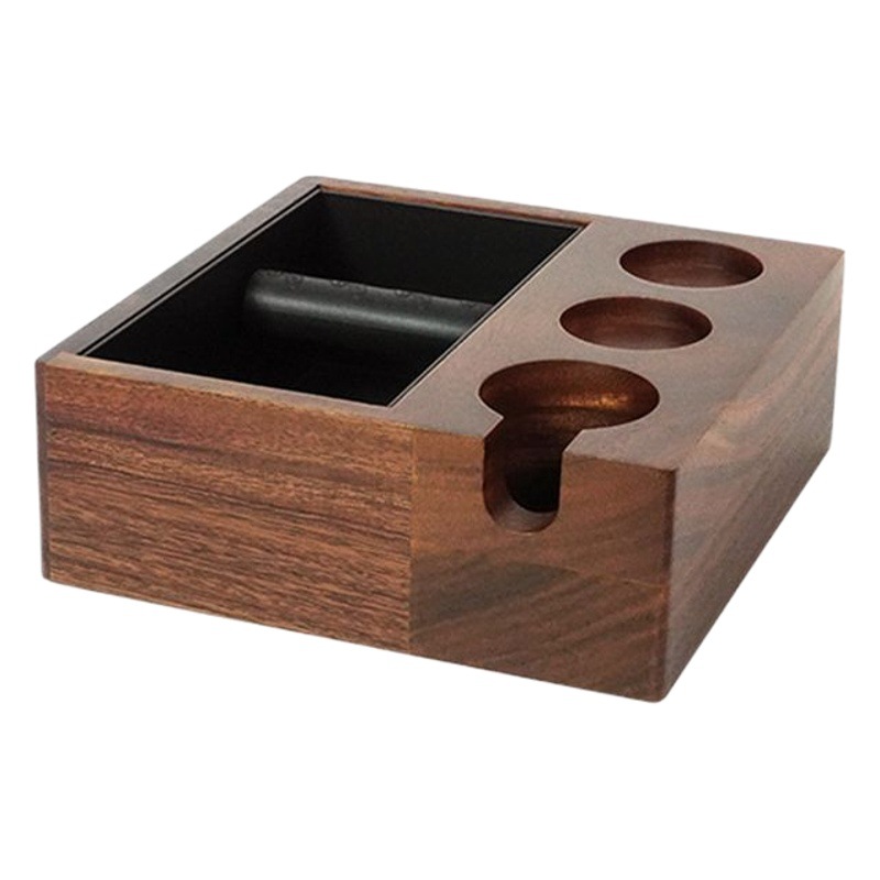 Cuatro en uno café knock caja de escoria máquina de café italiano mango soporte de almacenamiento caja de escoria nogal polvo prensado titular Cubo de escoria