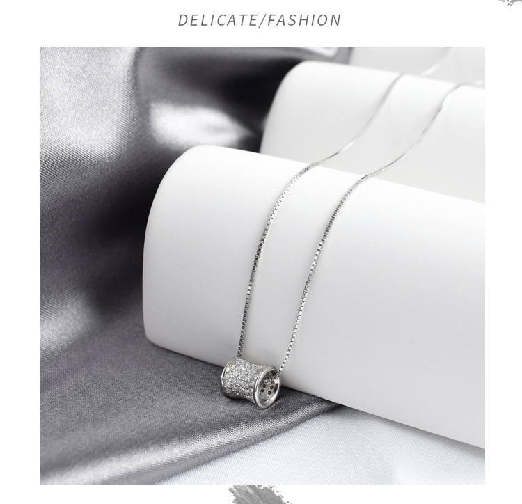 Linglang S925 Sterling Silver Necklace Chain for Women Minimalist Diamond Chain Dainty Silver Pendant Necklace