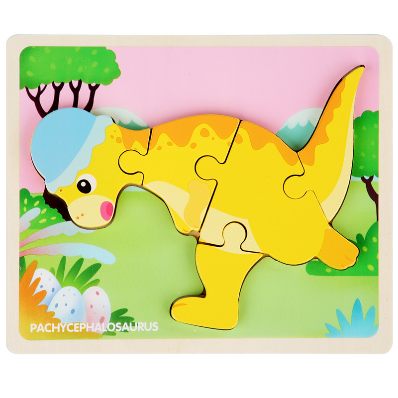 Rompecabezas de dinosaurio cognitivo de dibujos animados transfronterizos para niños nuevos juguetes educativos para bebés rompecabezas tridimensional al por mayor