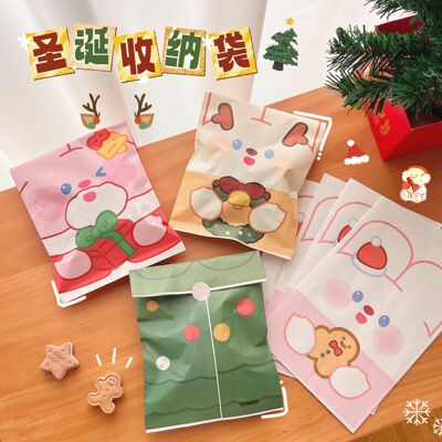 Christmas Cartoon paper bag Self sealing bag lovely Candy Bag Cookies biscuit snacks Packaging bag Gift Bags