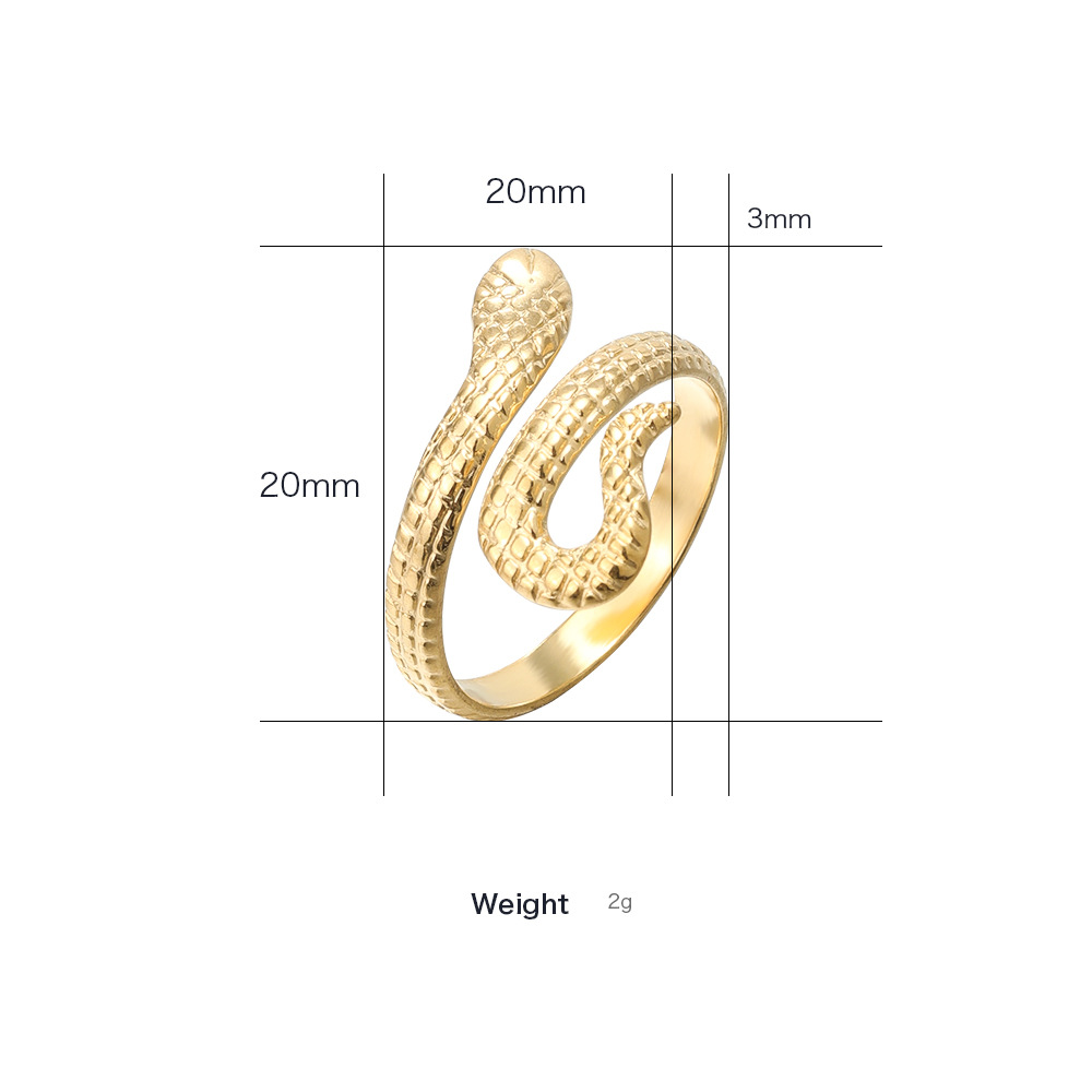 Fashion Simple Snake Series Open Adjustable Titanium Steel Ring