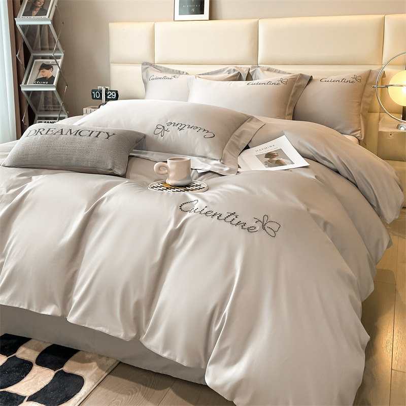 Algodón ligero de lujo conjunto de cuatro piezas de algodón largo de Xinjiang primavera y otoño sábanas de algodón cubierta de cama de alta calidad