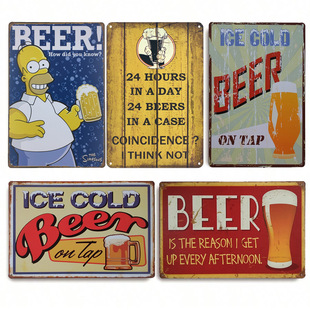 Foreign Trade Supply European and American Retro Iron Painter's Home Bar Restaurant Decorations Iron Paintings Wall Signs