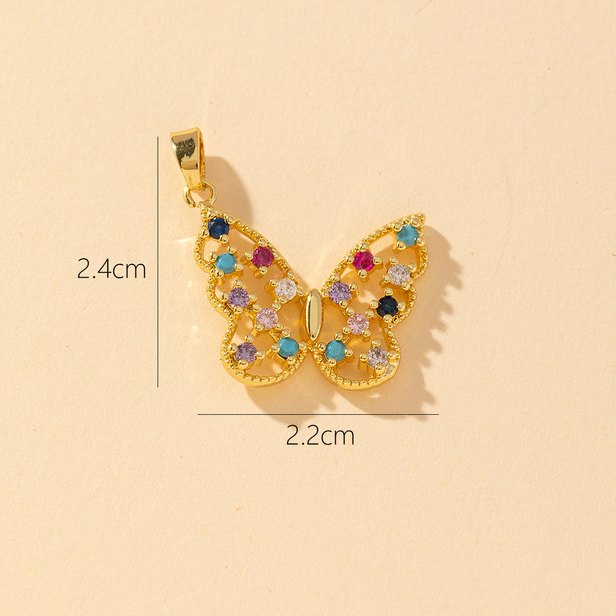 1 Piece Copper Rhinestones Butterfly Pendant display picture 13
