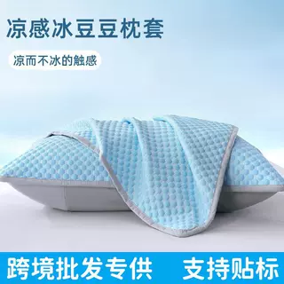 一件代发夏季冰丝枕套纯色冰豆豆枕套凉感空调套可水洗家用纯色