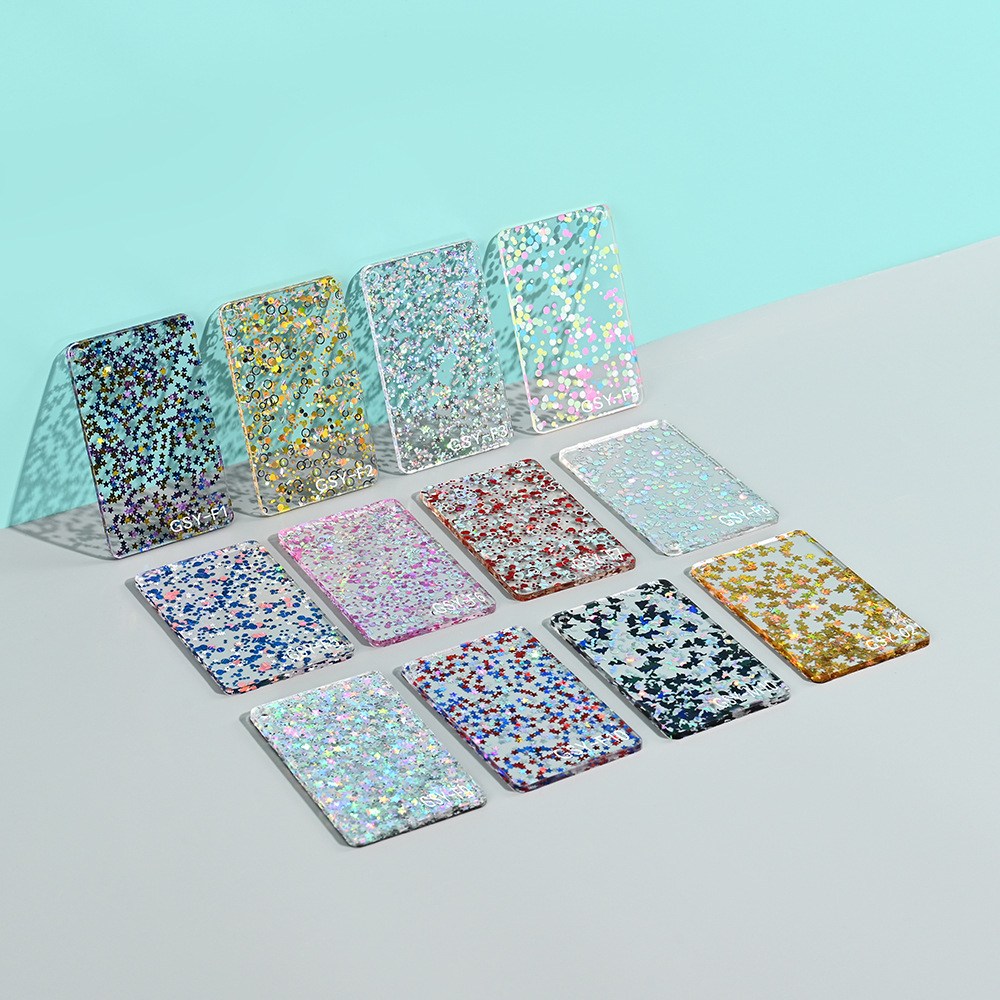 亮片亚克力板  圆点星星大闪片谷美背板 拎拎杯装饰卡材料批发