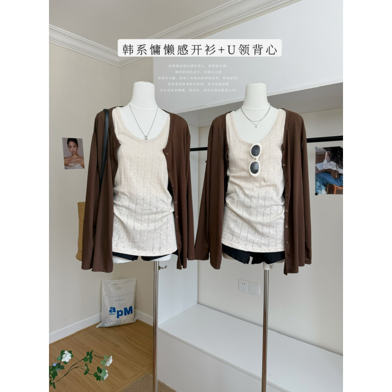 塞纳宽松U领吊带背心女秋季2025新款百搭时尚休闲设计别致上衣|undefined