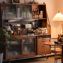 北欧实木餐边柜家用客厅洞洞板中古色橱柜餐厅厨房复古收纳储物柜