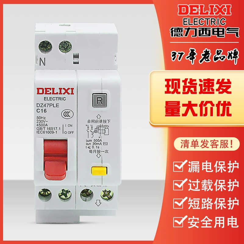 Электрический двойной автоматический выключатель Delixi с двойной утечкой DZ47PLE защита от утечки 2P переключатель защиты от утечки DPNLE