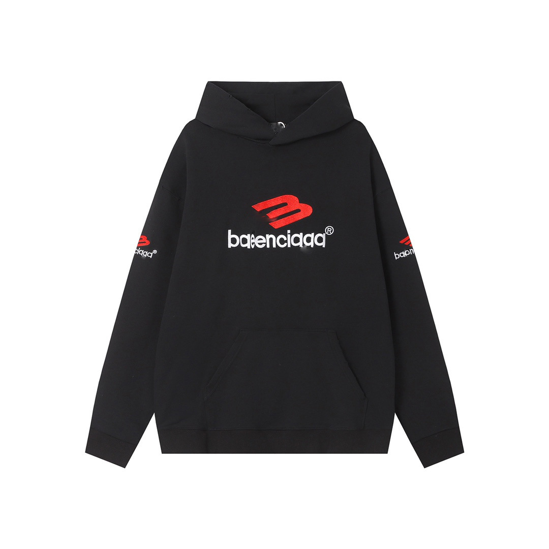 [Boutique] Correct Edition B 23SS Latest Hooded Sweater Red and Black Big LOGO for Men and Women