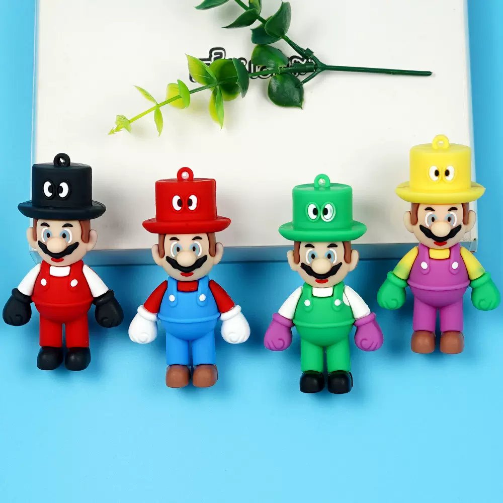 经典pvc软胶钥匙扣挂件卡通马里奥包包小饰品手机链大号公仔批发