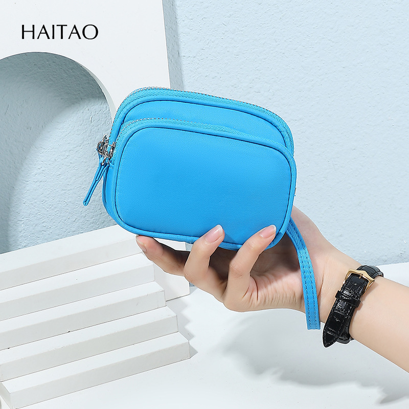 2025 nuevo tipo con muñeca impermeable nylon doble capa multifuncional bolso de tarjetas bolso de llaves bolso