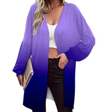 秋冬外贸亚马逊wish新款欧美女装印花长袖时尚开衫针织外套女