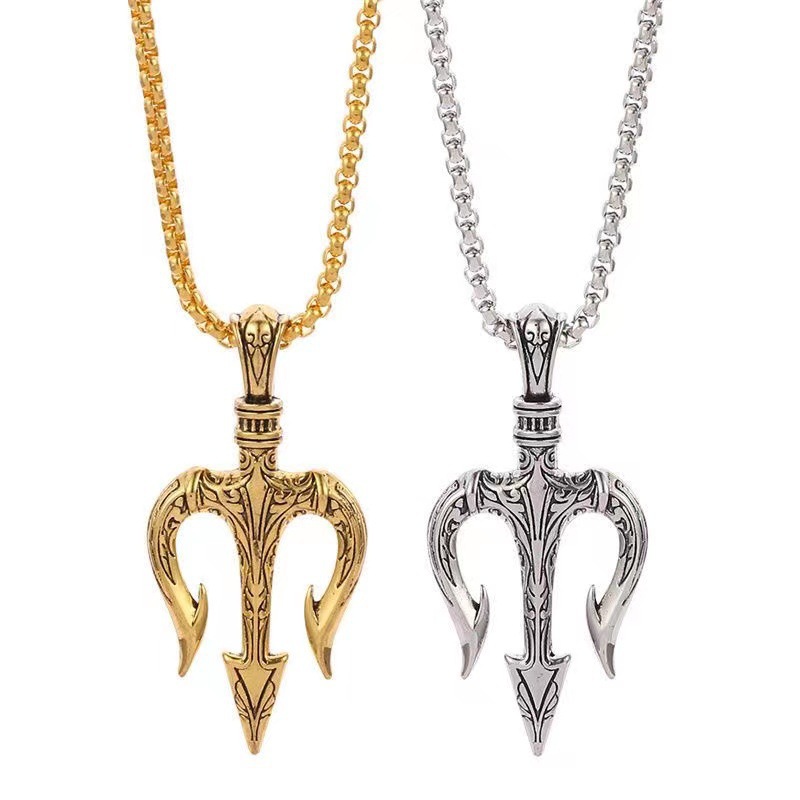 Colar artesanal com o tridente dos super-heróis da DC para homens modernos, estilo europeu e americano, pingente exclusivo e estiloso._voghion.com