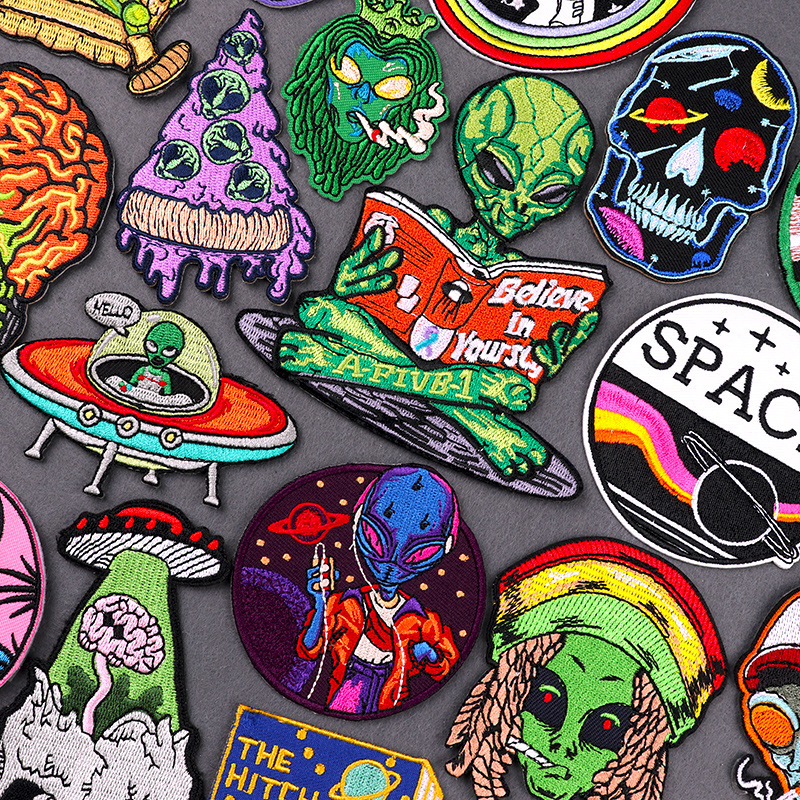 刺绣布贴跨境专供朋克户外绣花补丁外星人补丁diy服装辅料现货