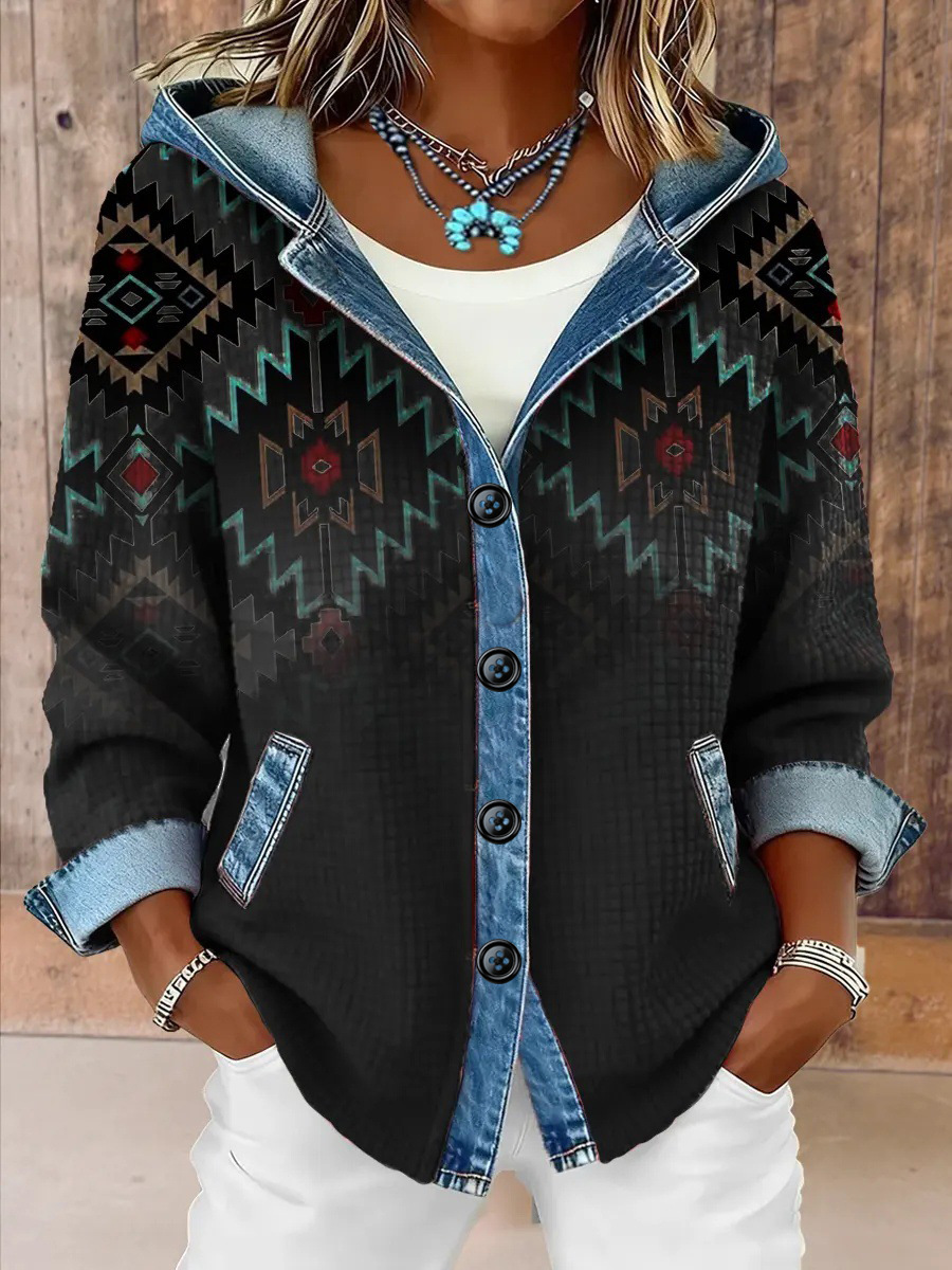 European And American Independent Station Women's Shirt Hoodie Autumn Winter New Fashion Plaid Color-Block Jacket_ecoleips.com