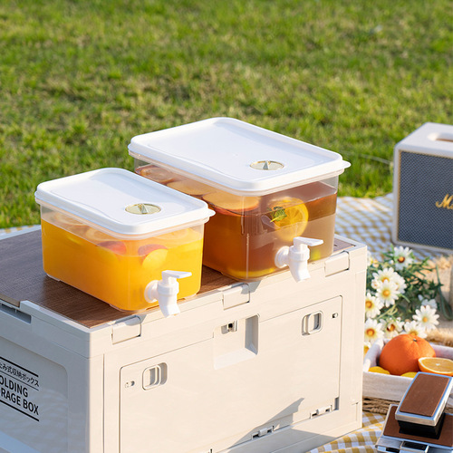 Refrigerator 5L Cold Water Pitcher Summer Cold Drinks Fruit Tea Ice-Brewed Water Bucket Large Capacity with Spigot Timer Gold-Plated Cold Water