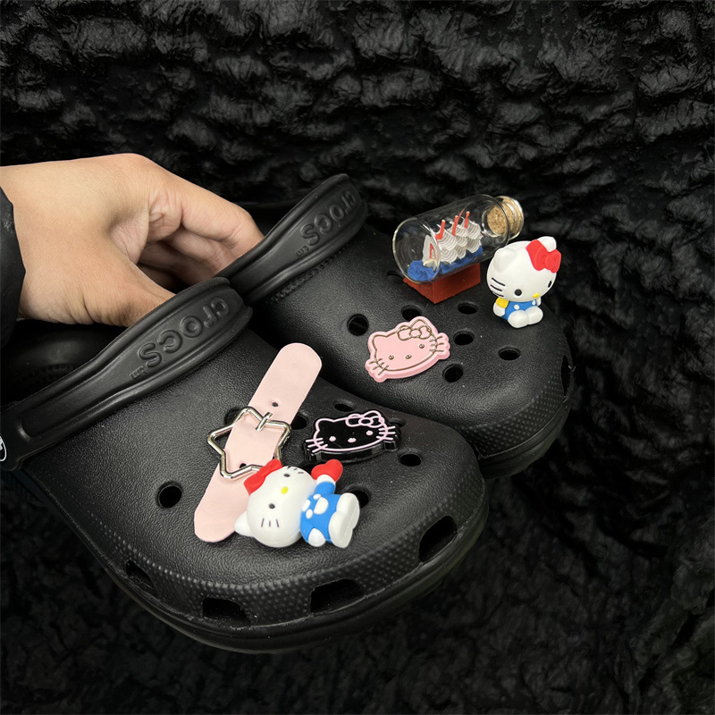 cross shoe flower cartoon kitty cat upper decoration hole shoes accessories shoe buckle diy detachable suit