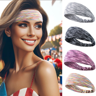 Cross-border Sports Headband Sweat-absorbent Breathable Hair Band Fitness Tennis Yoga Hair Band Anti-sweat Elastic Jumping Running Headband