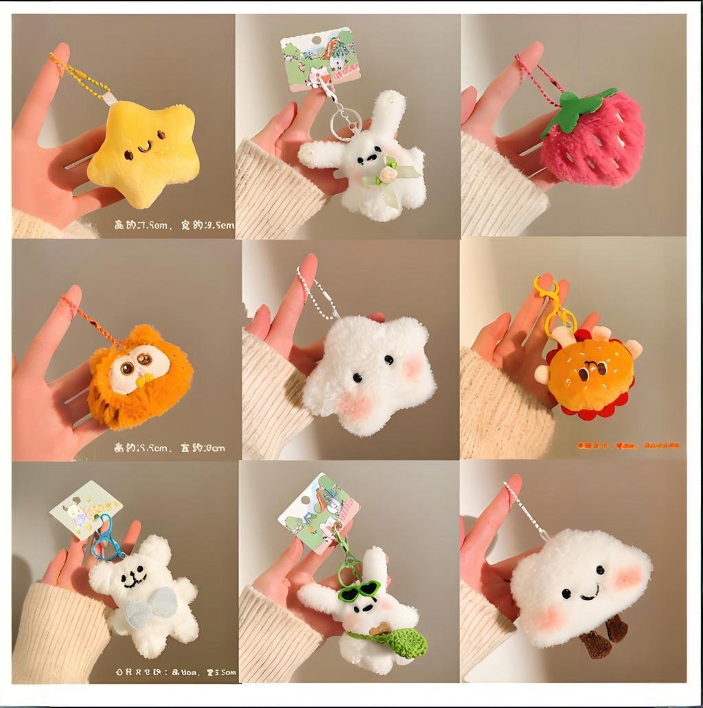 Small Promotional Gifts, Plush Keychains, Cute Dolls, Bag Decorations, Keyring Pendants for Street Stalls
