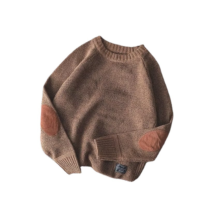 Men's Clothing Patchwork sweater thick large size knitted sweater trendy brand round neck retro sweater jacket_voghion.com