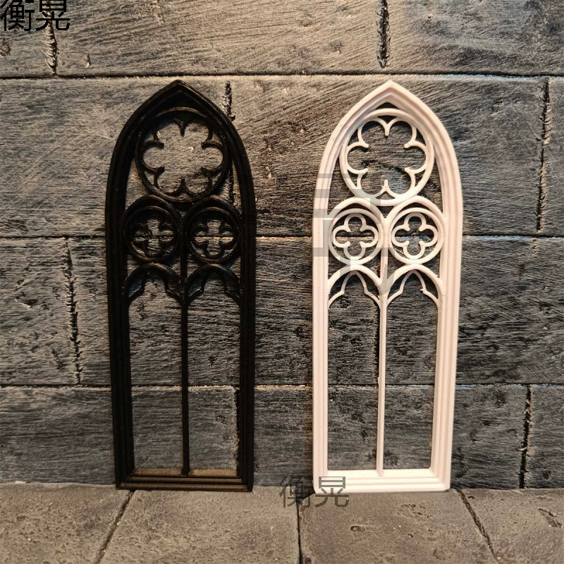 Кукольный домик DIY, аксессуары для сцены ручной работы, готическое окно, материал, модель, анимация, ландшафтный дизайн сцены ручной работы