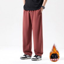 美式休闲裤冬季加绒加厚卫裤男士宽松直筒裤型日系复古百搭休闲裤