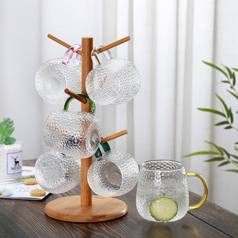 Jujiajia portavasos de madera estante de almacenamiento creativo titular de la taza de agua titular de la taza de té boca abajo titular de la taza de drenaje rack