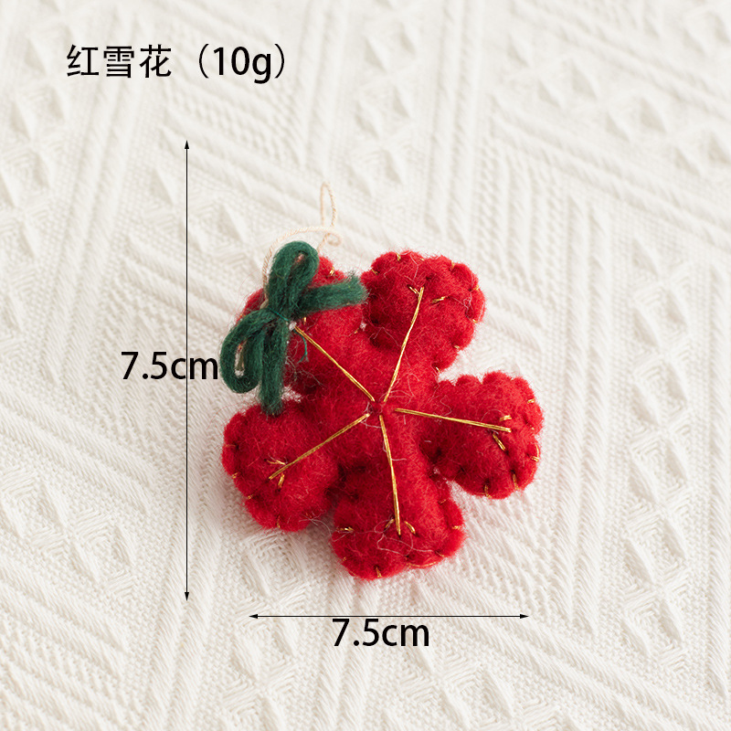 Madera de 8cm de lana fieltro colgantes de nieve decoraciones de árbol de Navidad mini accesorios DIY hechos a mano decoraciones de Navidad