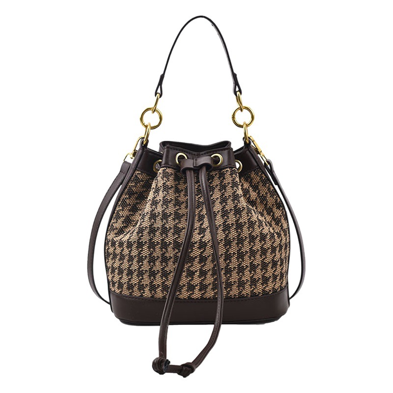 Bolso de mujer Baigou 2021 Otoño e Invierno Nuevo bolso de cubo Moda Bolso de Mensajero de pata de gallo para mujer bolso simple de todo fósforo