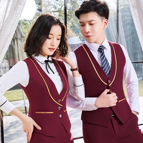 Shirt-vest three-piece set, unisex professional suit, hotel work uniform vest, Bank of Communications workwear uniform.