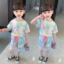 夏季韩版新款家居服男童女童小孩空调服薄款短袖运动百搭上衣套装