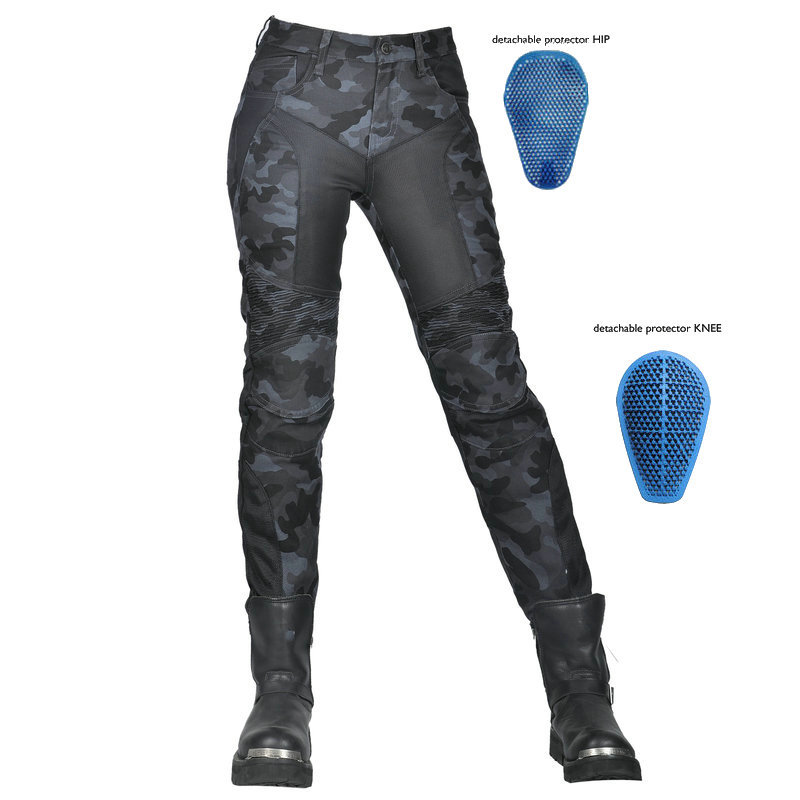 Loong biker verano camuflaje motocicleta slim fit pantalones anti-caída motocicleta jeans motocicleta transpirable montar