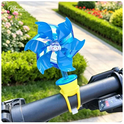 Bicycle electric two-wheeler windmill Car ornaments - blue-puppy-windmill-strap-version