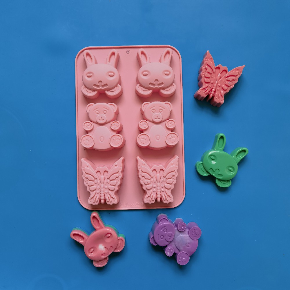 6 litros de oso mariposa molde de silicona pastel helado pudín molde de postre jabón utensilios de cocina