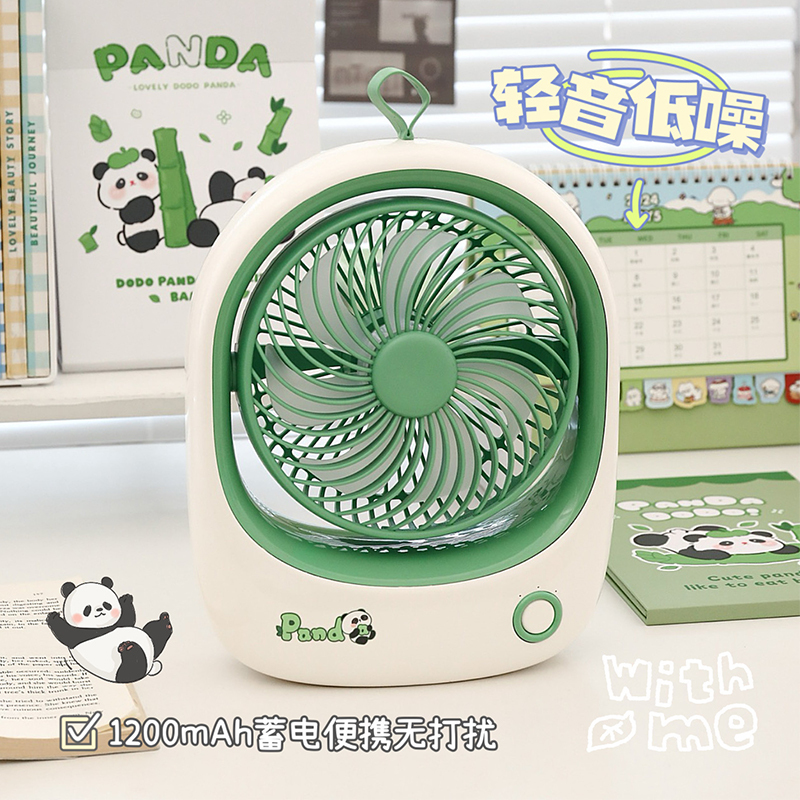 かわいいパンダ小型ファンポータブル学生子供ハンドヘルドミニ USB 充電式小型扇風機|undefined