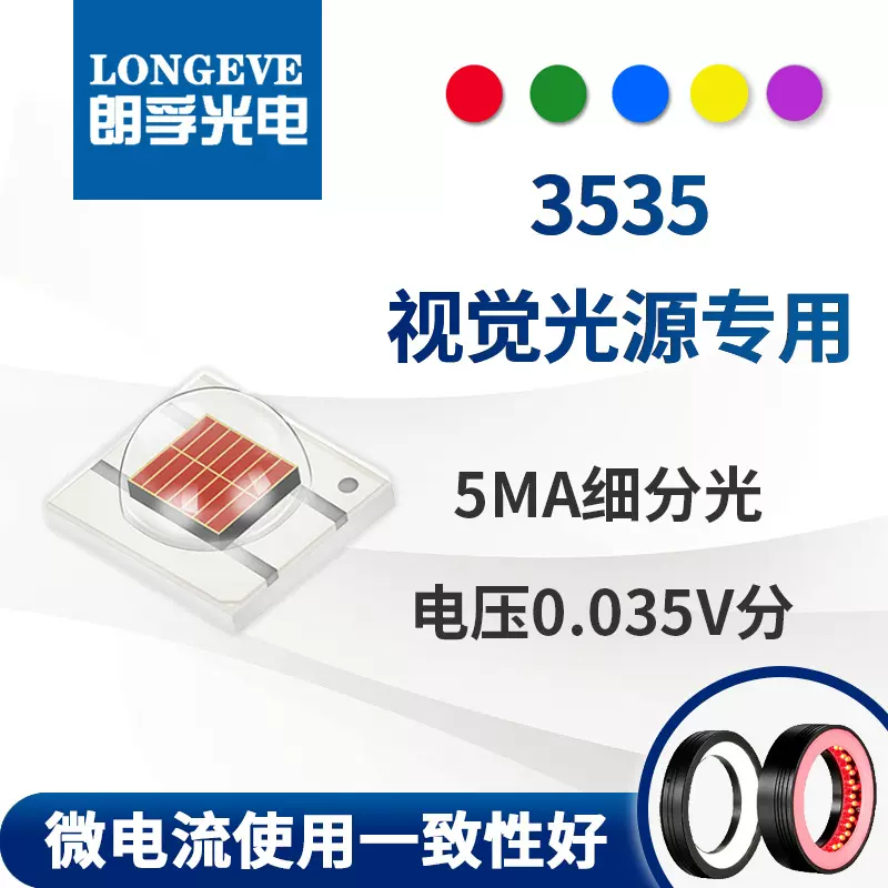贴片大功率3535陶瓷绿光黄光3w灯珠视觉面光源带透镜5w红光led灯
