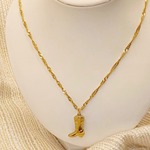 跨境欧美复古西部牛仔靴子吊坠项链嘻哈抽象图形钛钢锁骨链饰品女