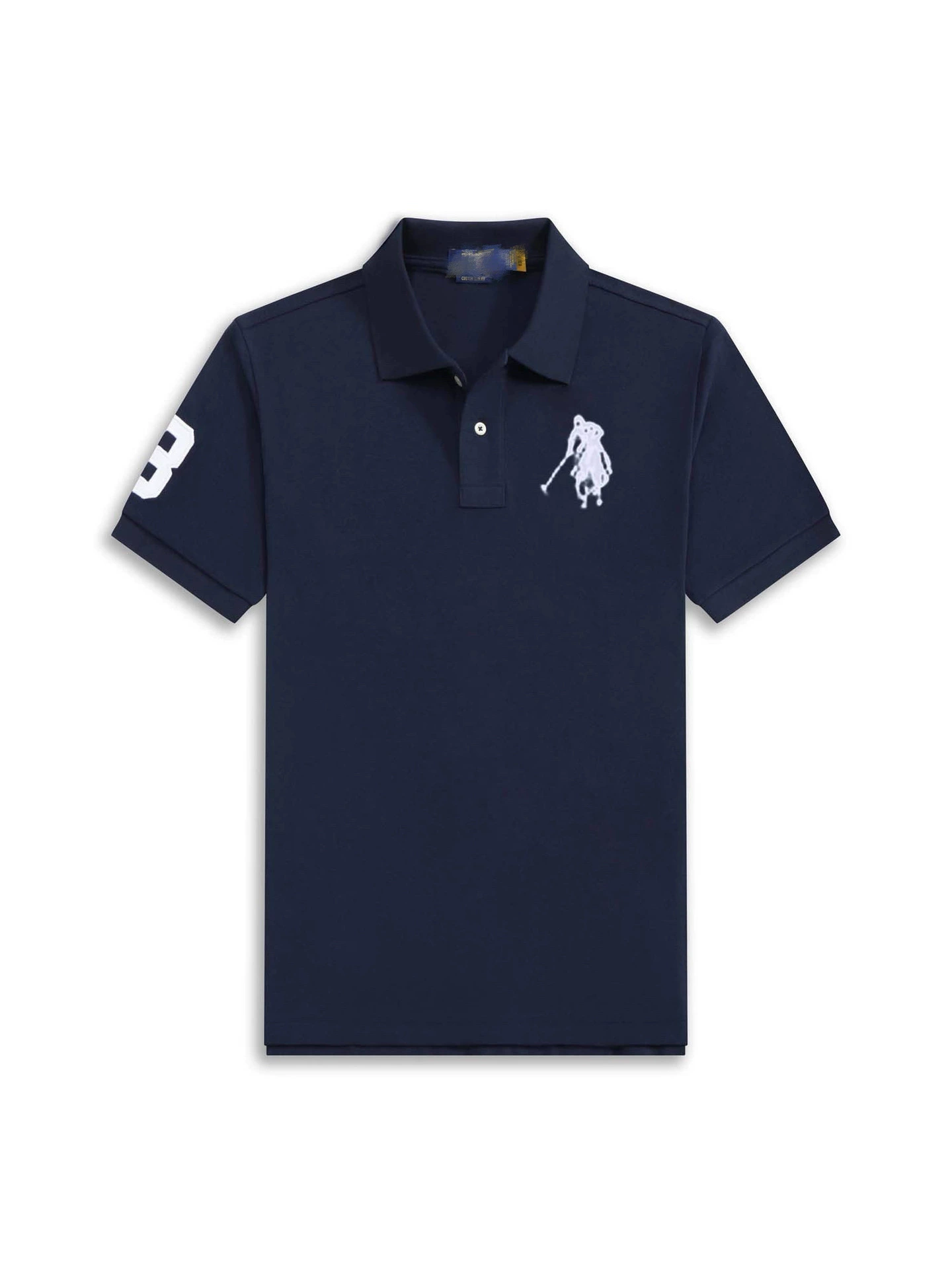 Летний классический цветной хлопковый polo с высоким воротником, оверсайз, с вышивкой