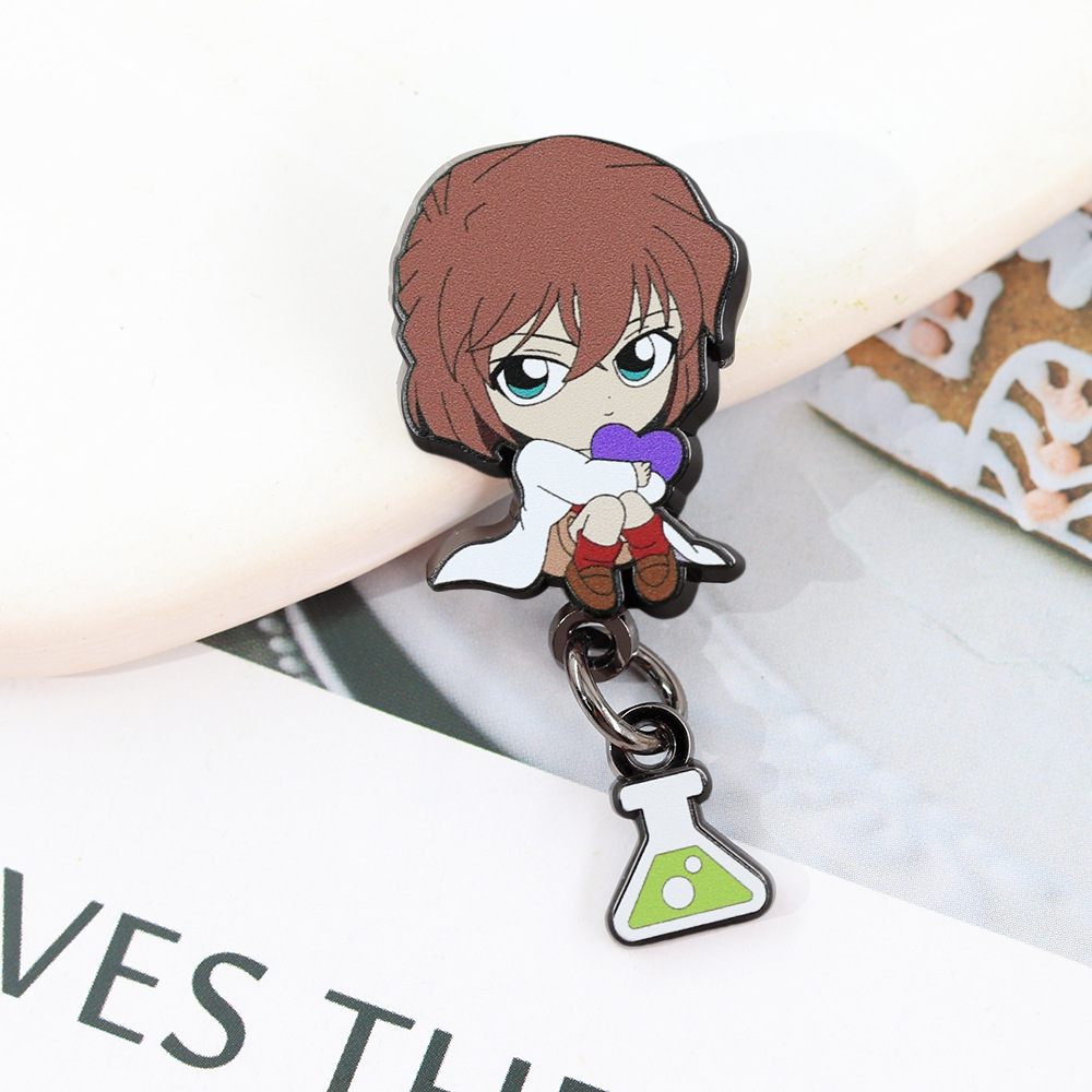 Cartoon Anime Character Ai Haibara Metal Brooch Laboratory Art Beaker Pendant Creative Backpack Accessories