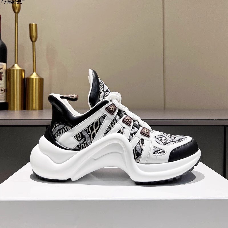 Top Dad Shoes for Women, New Versatile Celebrity Style Bow-Shaped Thick-Soled Ins Trendy Lace-Up Casual Sneakers