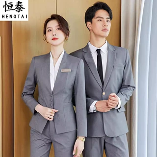西装套装女春秋气质职业装正装男女销售员4S店酒店前台接待工作服