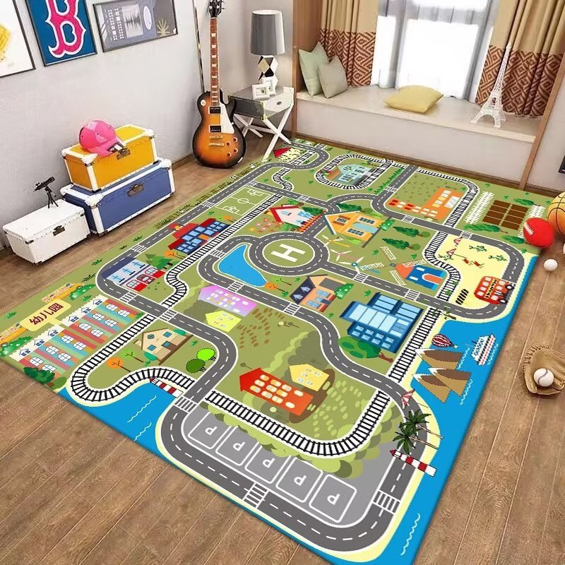 国境を越えた子供用カーペット、駐車場ゲーム、クライミングマット、交通道路フロアマット、早期教育幼稚園カーペット、代理販売可能|undefined