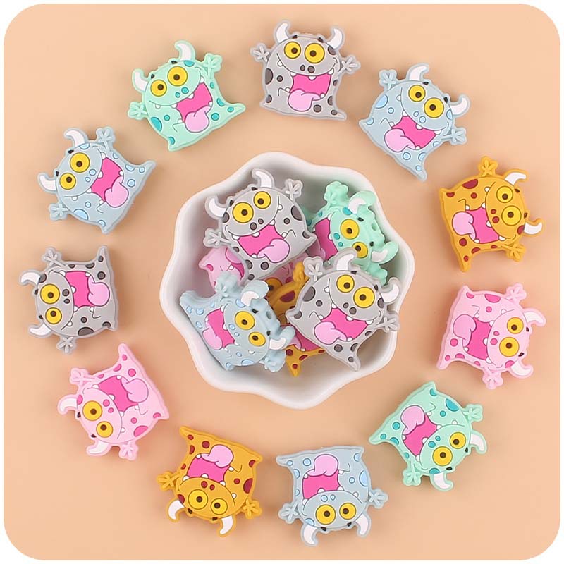 Bebé suministros de dibujos animados animal monstruo mordedor creativo DIY bebé molar pezón cadena anti-caída cadena Accesorios