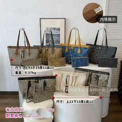 欧美跨境女托特包大容量女上班通勤印花字母高级感百搭单肩手提包