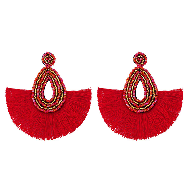 Ethnic Style Handmade Beaded Tassel Earrings display picture 4