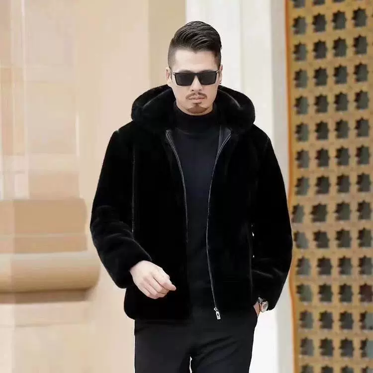 Heining меховая норковая шуба мужская зимняя куртка с капюшоном мужская норковая шуба мужская имитация норкового бархата мужская модель высокого класса